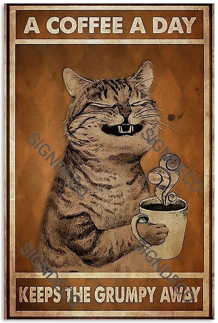 Funny Kitchen Wall Decor Kitty Coffee Sign A Coffee A Day The Grumpy Away Vintage Tin Sign Metal Decorations Cat Cafe Poster
Funny Kitchen Wall Decor Kitty Coffee Sign A Coffee A Day The Grumpy Away Vintage Tin Sign Metal Decorations Cat Cafe Poster