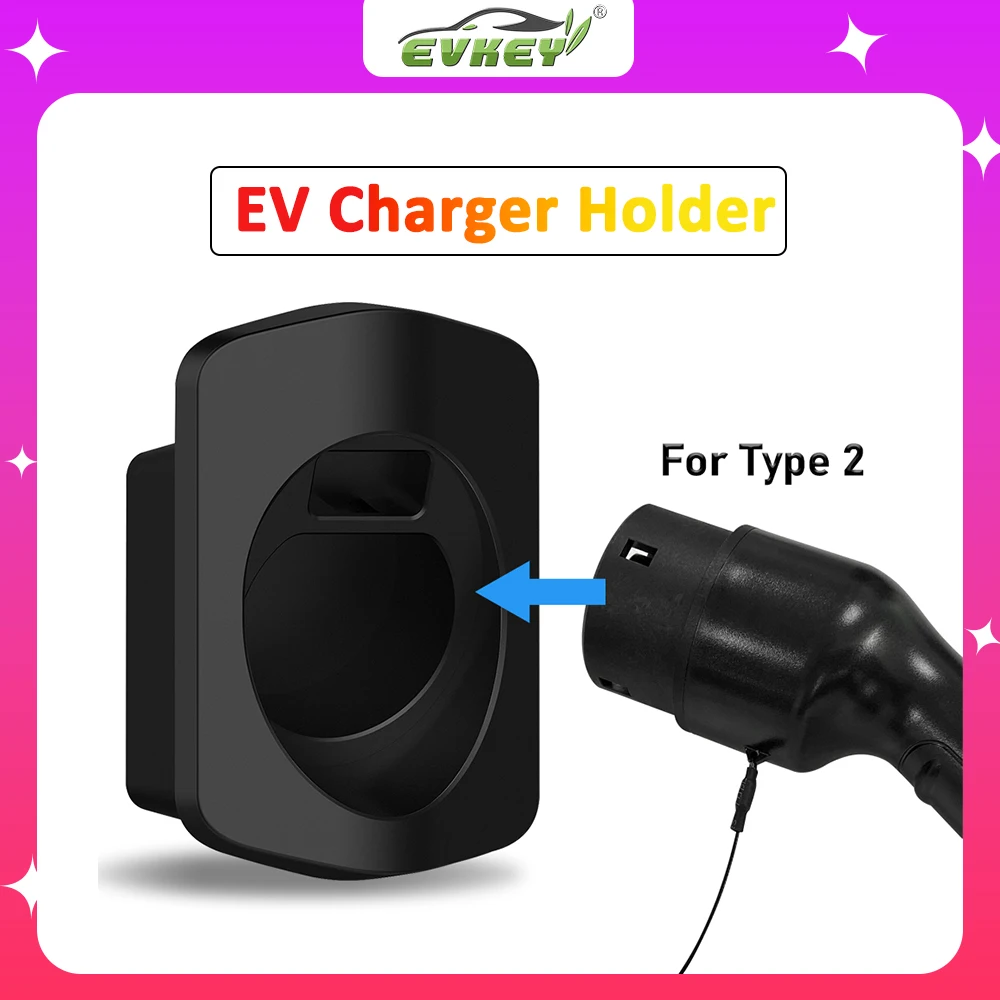 

EVKEY EV Charger Cable Holder for Type1 Type2 EVSE IEC 62196-2 j1772 Connector Socket Plug Mount EV Charger Stand