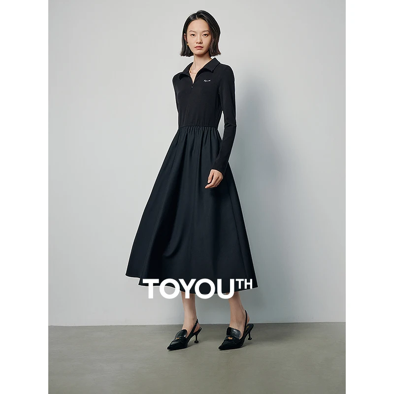 Toyouth Women Dress 2024 Spring Long Sleeve Half High Neck Zipper A-shaped Slim Waist Splicing Design Fashion Chic Black Skirt
Toyouth Women Dress 2024 Spring Long Sleeve Half High Neck Zipper A-shaped Slim Waist Splicing Design Fashion Chic Black Skirt