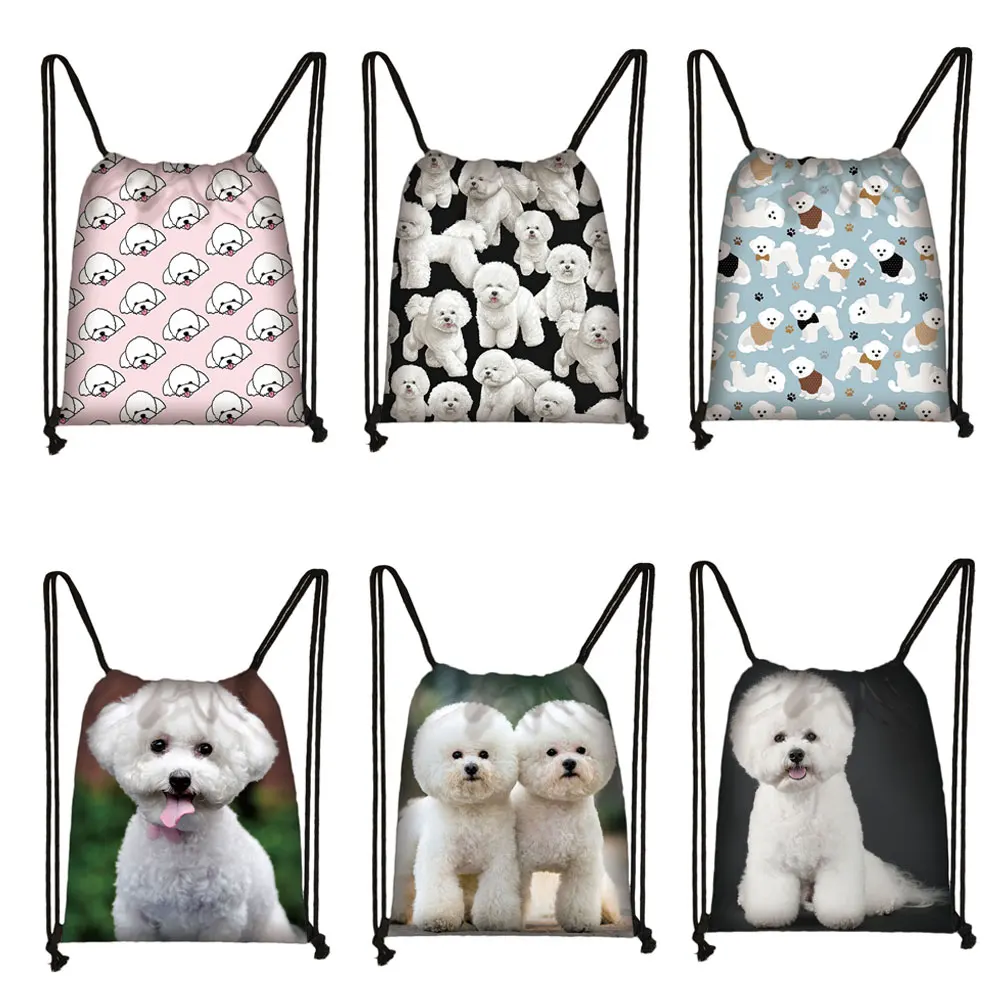 Kawaii Bichon Frise, женский холщовый рюкзак на шнурке с принтом собаки, вместительные сумки на плечо для путешествий, держатель для обуви
Kawaii Bichon Frise, женский холщовый рюкзак на шнурке с принтом собаки, вместительные сумки на плечо для путешествий, держатель для обуви