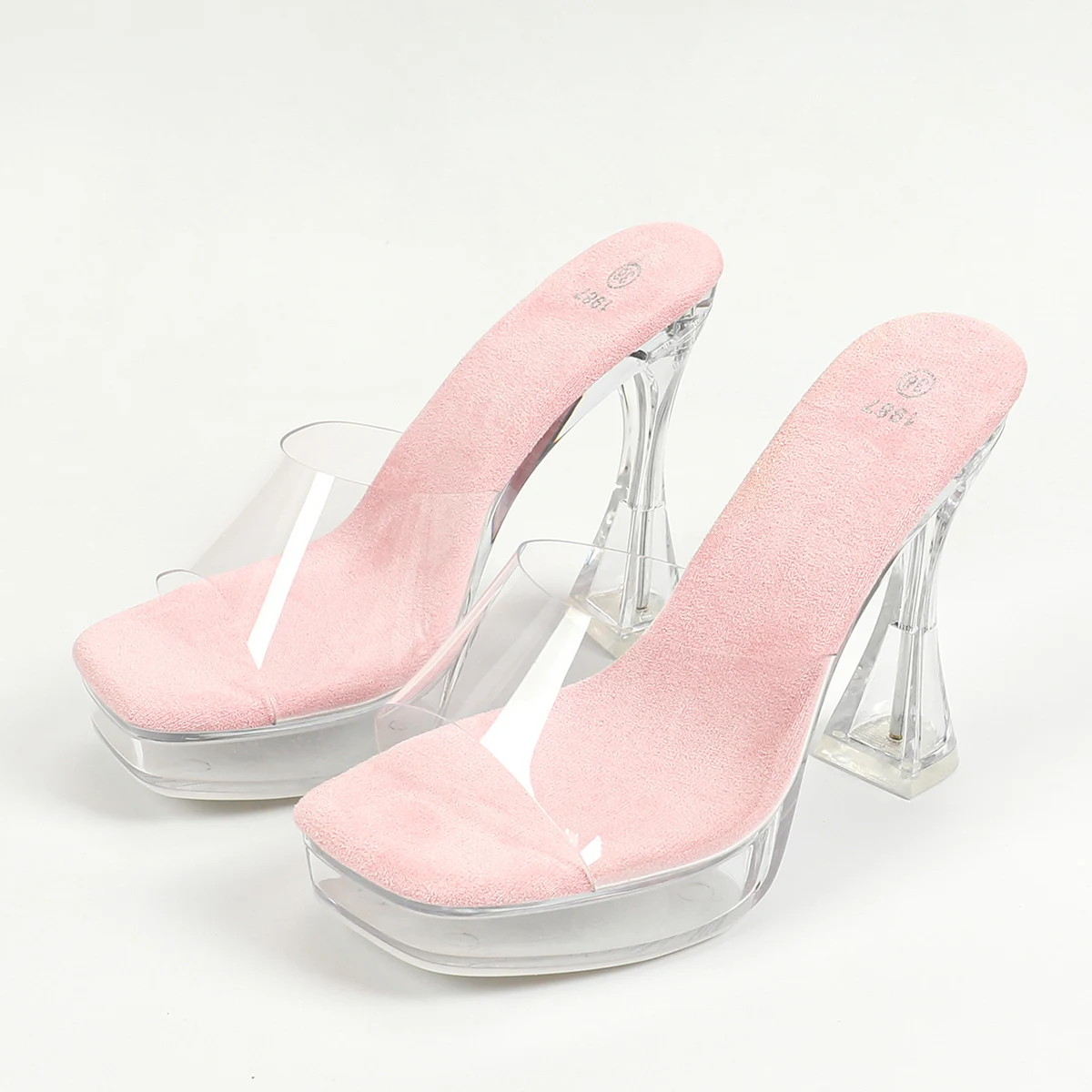 12CM Heel 2CM Platform Slippers Women's All Transparent Crystal Shoes Summer Ladies Slides Sandals Clear Square Toe High Heels 81 Sc93e3b3df89e482d8ef50b15fdfed16bV