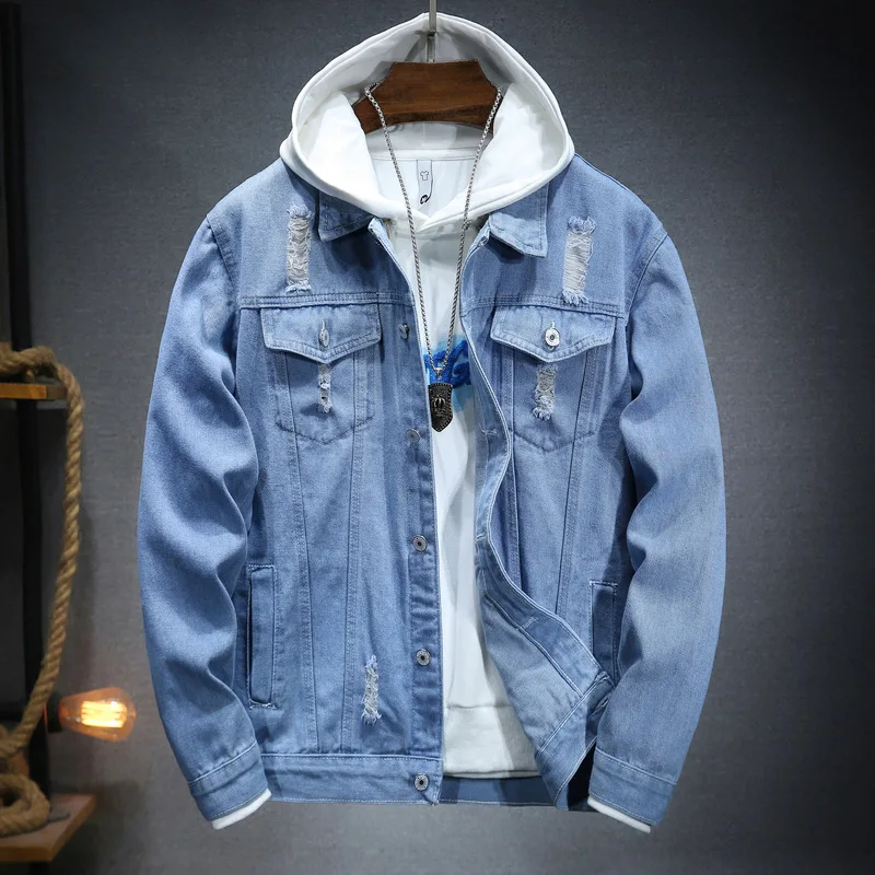 Denim Jacket Men's Thin Autumn Leisure All-Matching Hong Kong Style Coat Temperament Washed Jacket Top
Denim Jacket Men's Thin Autumn Leisure All-Matching Hong Kong Style Coat Temperament Washed Jacket Top