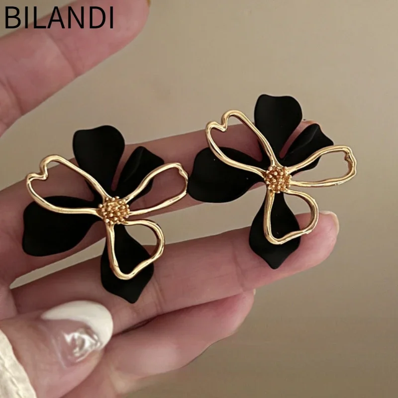 Bilandi-Boucles d'oreilles géométriques en argent 925 pour femmes, bijoux en forme de fleurs, cadeau pour dames, accessoires d'oreille, offre spéciale 1