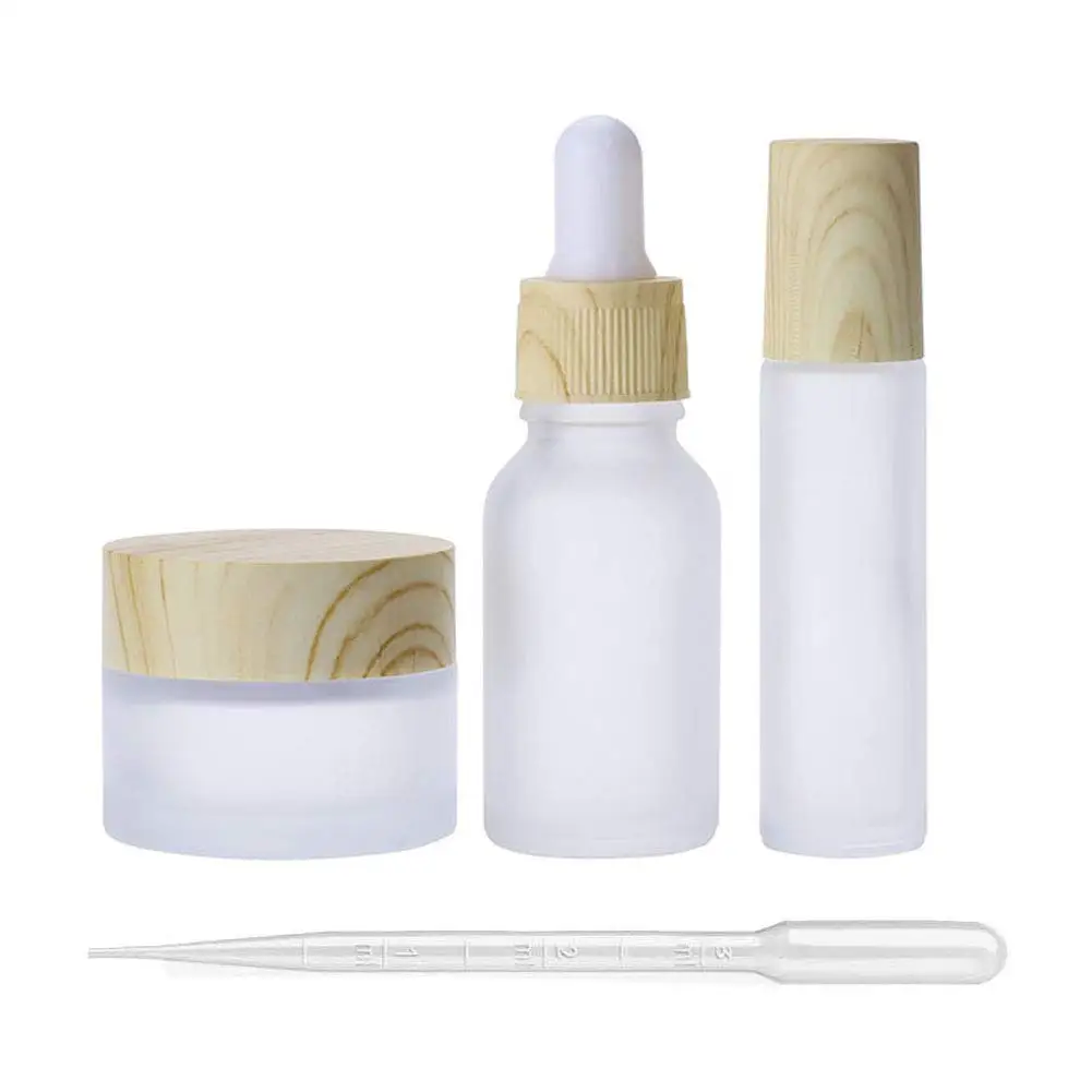 3Pcs Empty Frosted Glass Cosmetic Containers with Wood Grain Cap Round Jar Eye Dropper Roller Bottles for Essential Oil Liquid
3Pcs Empty Frosted Glass Cosmetic Containers with Wood Grain Cap Round Jar Eye Dropper Roller Bottles for Essential Oil Liquid