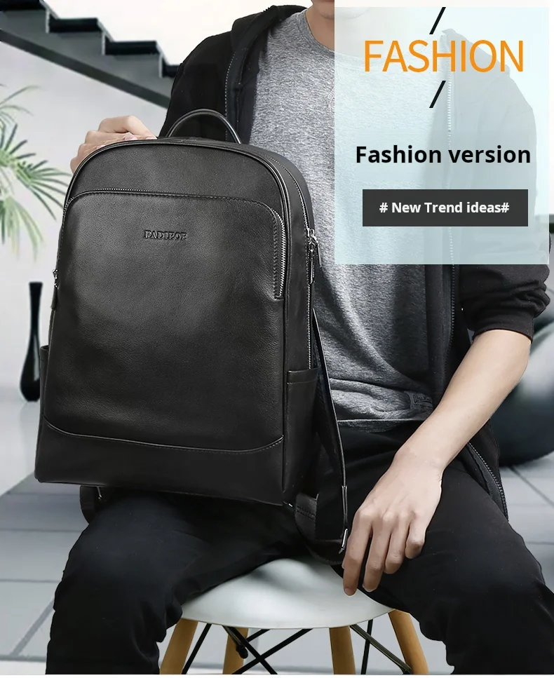 حقيبة ظهر عصرية من جلد البقر الطبيعي، حقيبة كتف مزدوجة فاخرة خفيفة الوزن، حقيبة رجالية أنيقة للأعمال حقيبة ظهر عصرية من جلد البقر الطبيعي، حقيبة كتف مزدوجة فاخرة خفيفة الوزن، حقيبة رجالية أنيقة للأعمال