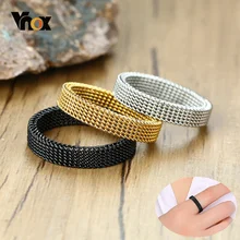 Vnox Mens Mesh Wedding Bands Rings for Women 4mm 10mm Wide Stainless Steel Anti Allergy Retro Punk Gothic Unisex Jewelry