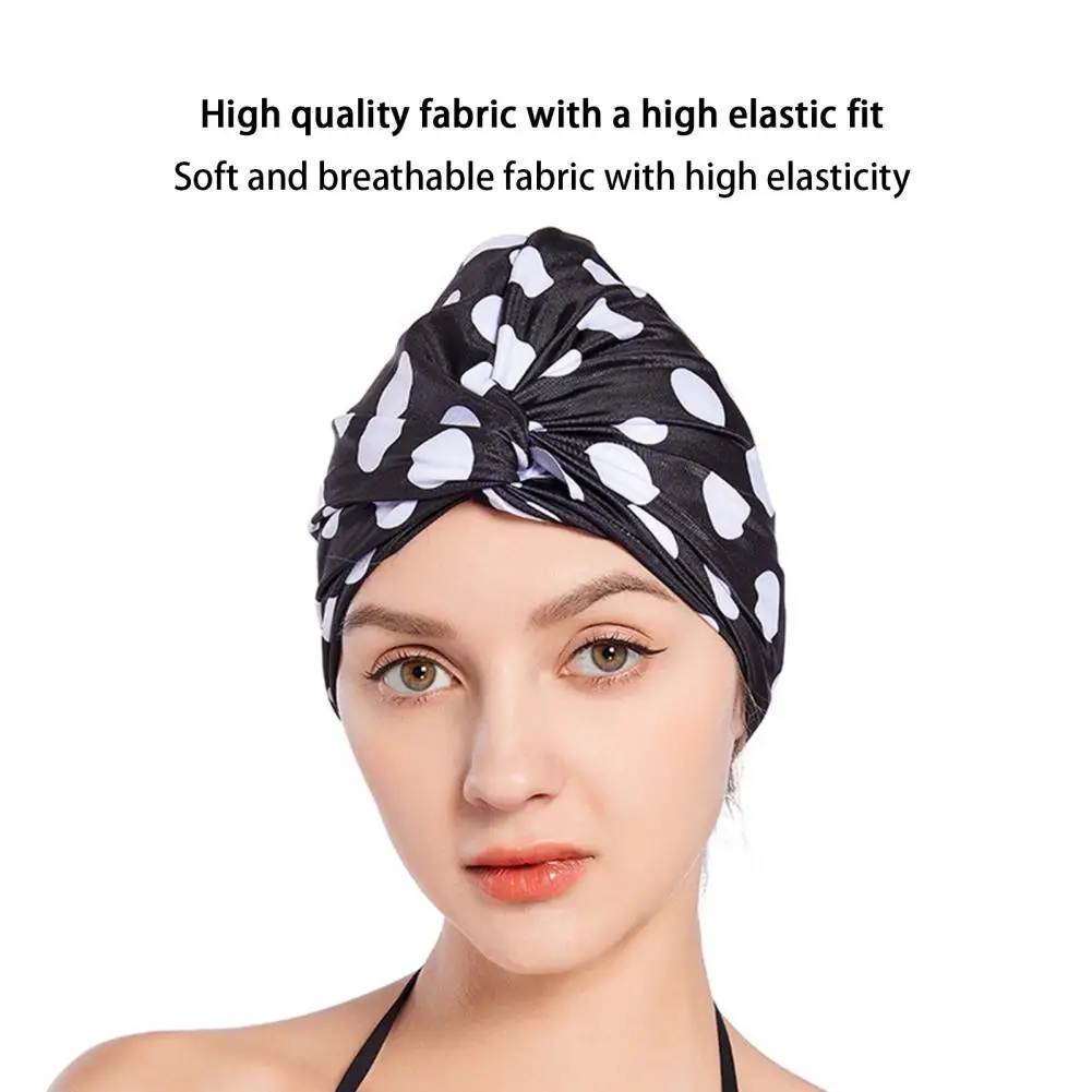 

Swim Pool Hat Cross Tie Bathing Hat Reusable Protective Simple Knotted Design Women Swimming Pool Beanie Hat