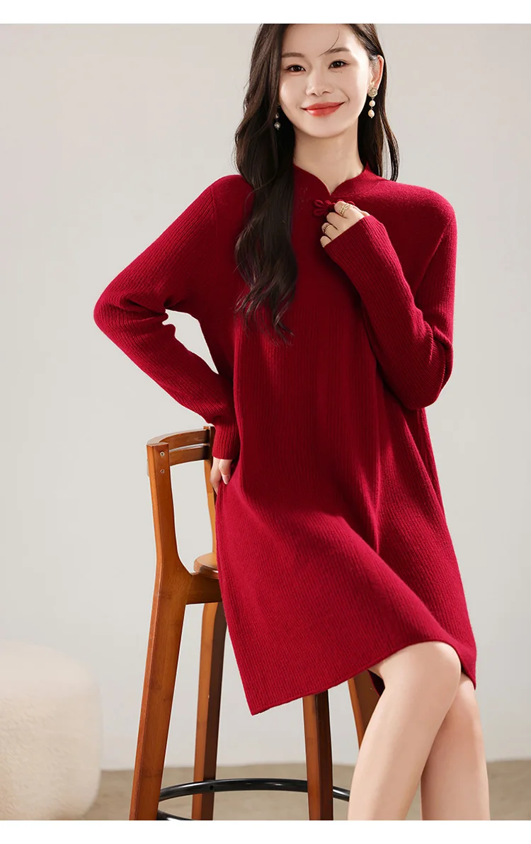 فستان نسائي طويل محبوك ، صوف ميرينو ، فستان تنحيف ، الأكثر مبيعًا في الشتاء والخريف ، جديد فستان نسائي طويل محبوك ، صوف ميرينو ، فستان تنحيف ، الأكثر مبيعًا في الشتاء والخريف ، جديد