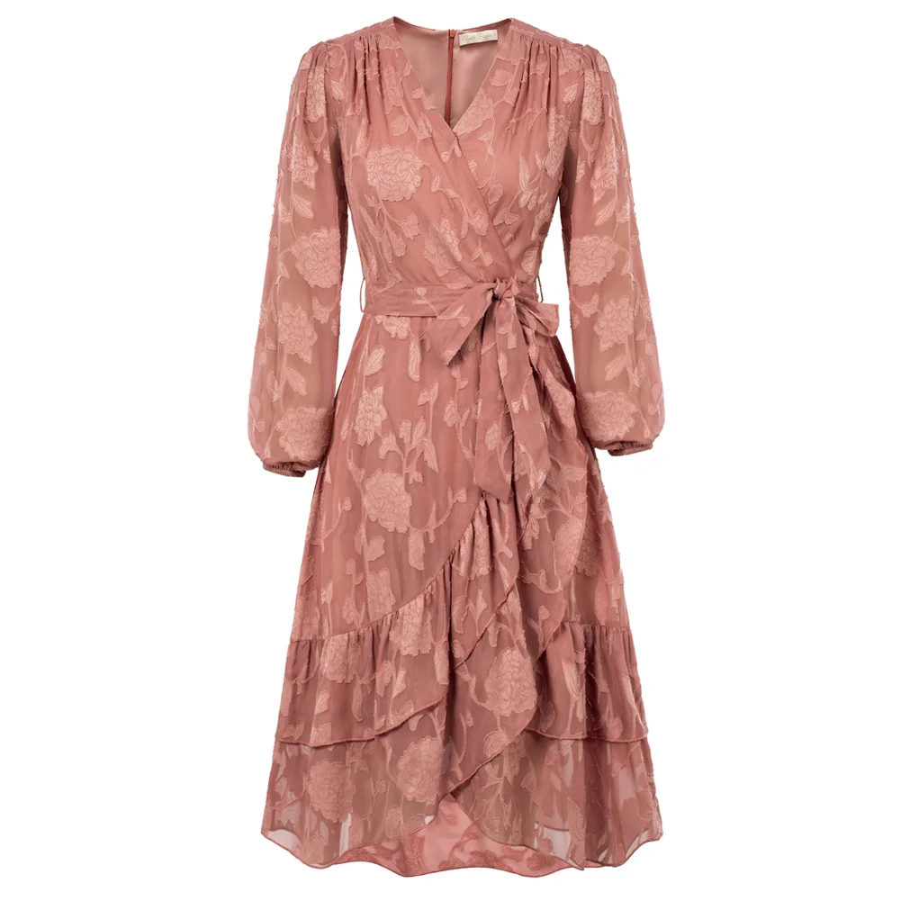 BP Women Vintage Elastic Waist Dress Long Sleeve V-Neck Ruffled Hem Dress Knee Length Aline Flowy Swing Chiffon Dresses A30
BP Women Vintage Elastic Waist Dress Long Sleeve V-Neck Ruffled Hem Dress Knee Length Aline Flowy Swing Chiffon Dresses A30