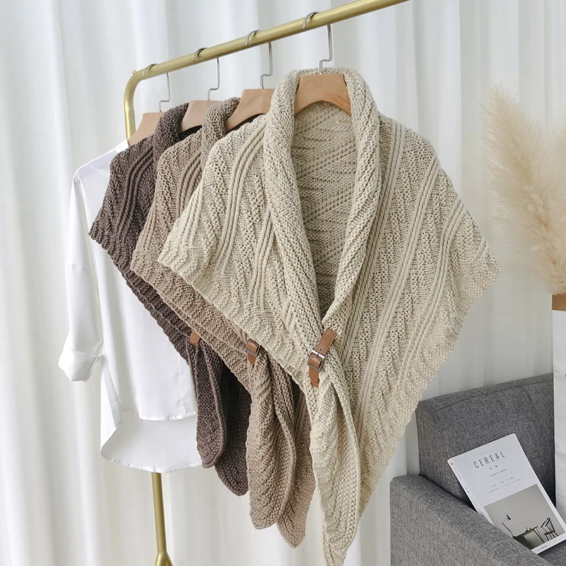Winter Large Solid Triangle Scarf Ponchos Women Knitted Capes Tippet Office Warm Shawl Wraps Belt-Lock Shrug Szalik Zimowy Stole
Winter Large Solid Triangle Scarf Ponchos Women Knitted Capes Tippet Office Warm Shawl Wraps Belt-Lock Shrug Szalik Zimowy Stole
