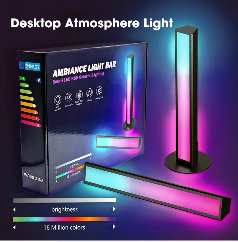 Smart Bluetooth RGB LED Light USB Bars Ambiance Bedside Lamp with Multiple Scene & Music Modes for PC Gaming TV Decoration Lamp
Smart Bluetooth RGB LED Light USB Bars Ambiance Bedside Lamp with Multiple Scene & Music Modes for PC Gaming TV Decoration Lamp