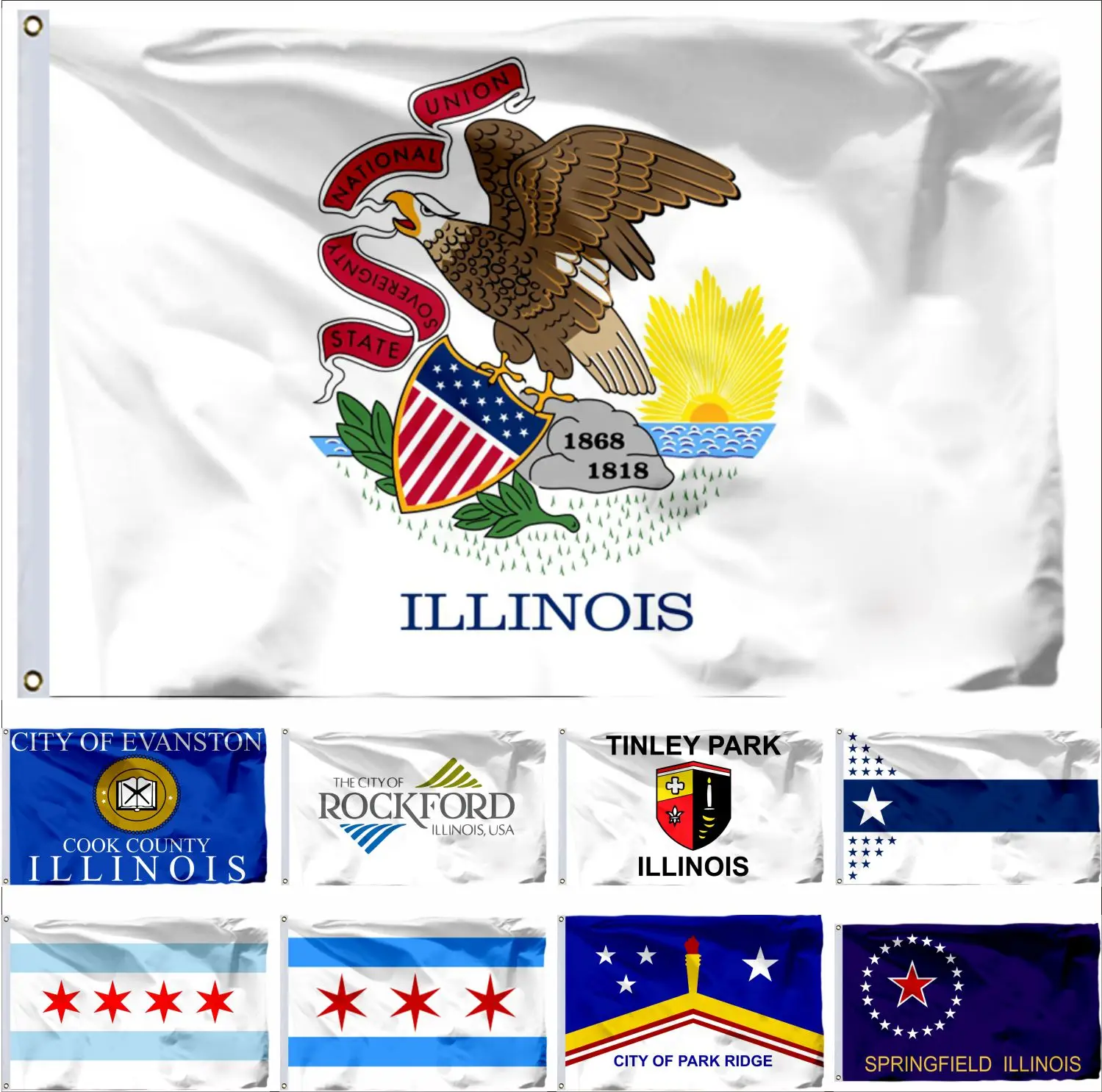 

USA Springfield Illinois Flag 90x150cm 3x5ft US Guanica American Oak Forest United States Flags and Evanston Banners