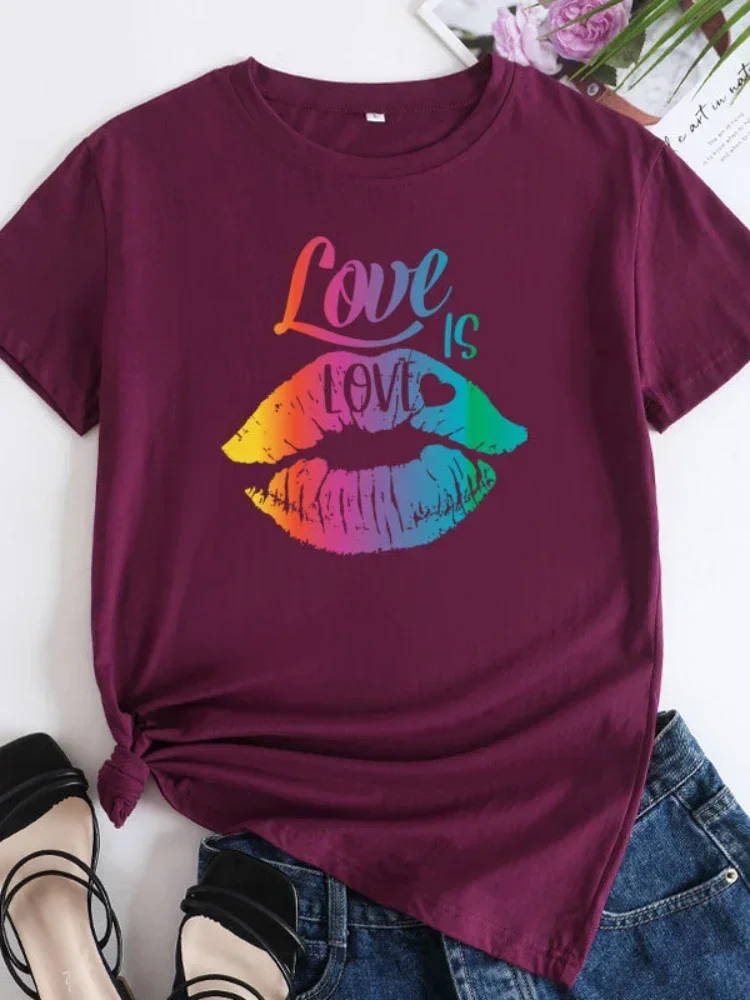 Женская футболка с принтом Love Is Love Rainbow Lip, свободная женская футболка с коротким рукавом и круглым вырезом, женские футболки, топы, женские футболки
Женская футболка с принтом Love Is Love Rainbow Lip, свободная женская футболка с коротким рукавом и круглым вырезом, женские футболки, топы, женские футболки