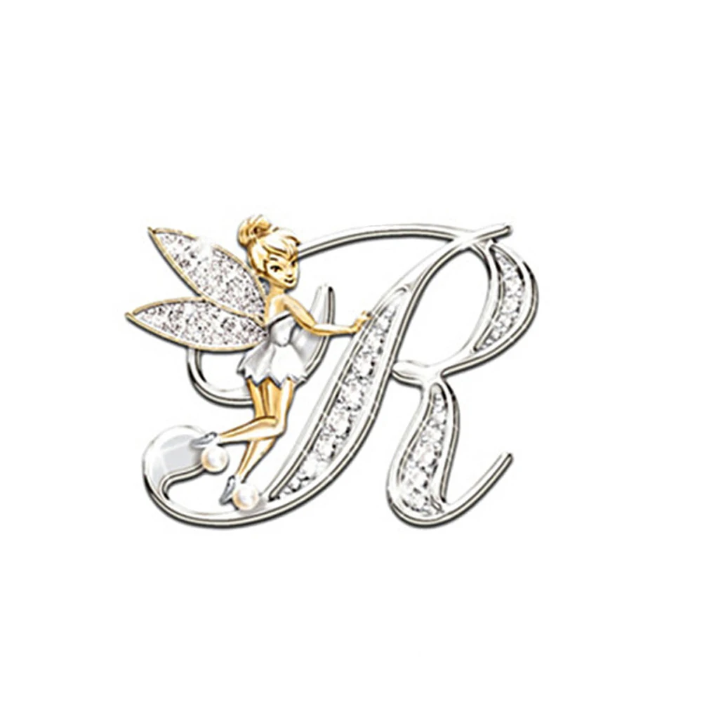 Luxury Brooch Elf Angel Alphabet A-Z Letter Lapel Pin Women Rhinestone Metal Glossy Lapel Collar Pin Scarf Clothes Decor Jewelry Luxury Brooch Elf Angel Alphabet A-Z Letter Lapel Pin Women Rhinestone Metal Glossy Lapel Collar Pin Scarf Clothes Decor Jewelry