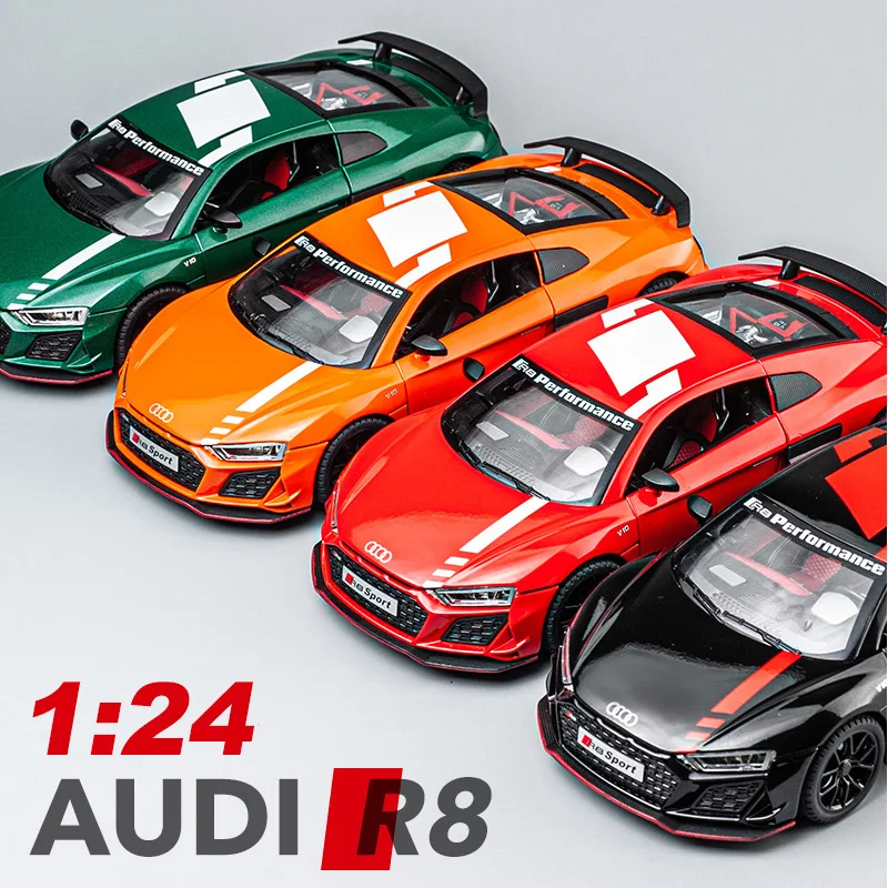 1/24 R8 Миниатюрная модель автомобиля, дверь с открытым звуком и фотоинтерьером, задняя металлическая модель автомобиля из литья под давлением, коллекция детских игрушек
1/24 R8 Миниатюрная модель автомобиля, дверь с открытым звуком и фотоинтерьером, задняя металлическая модель автомобиля из литья под давлением, коллекция детских игрушек