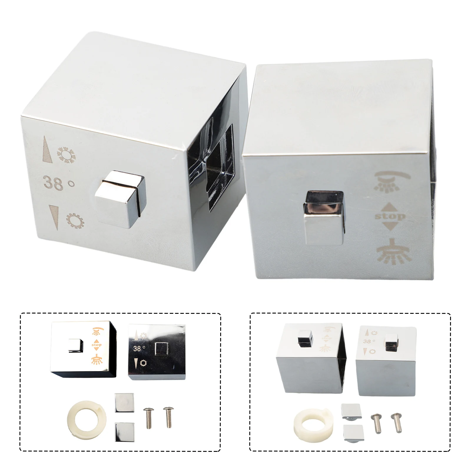 1 Pair Square Shower Temperature Control Handle Knob Chrome Thermostatic Handle Handwheels On Both Sides With 20 Teeth
1 Pair Square Shower Temperature Control Handle Knob Chrome Thermostatic Handle Handwheels On Both Sides With 20 Teeth