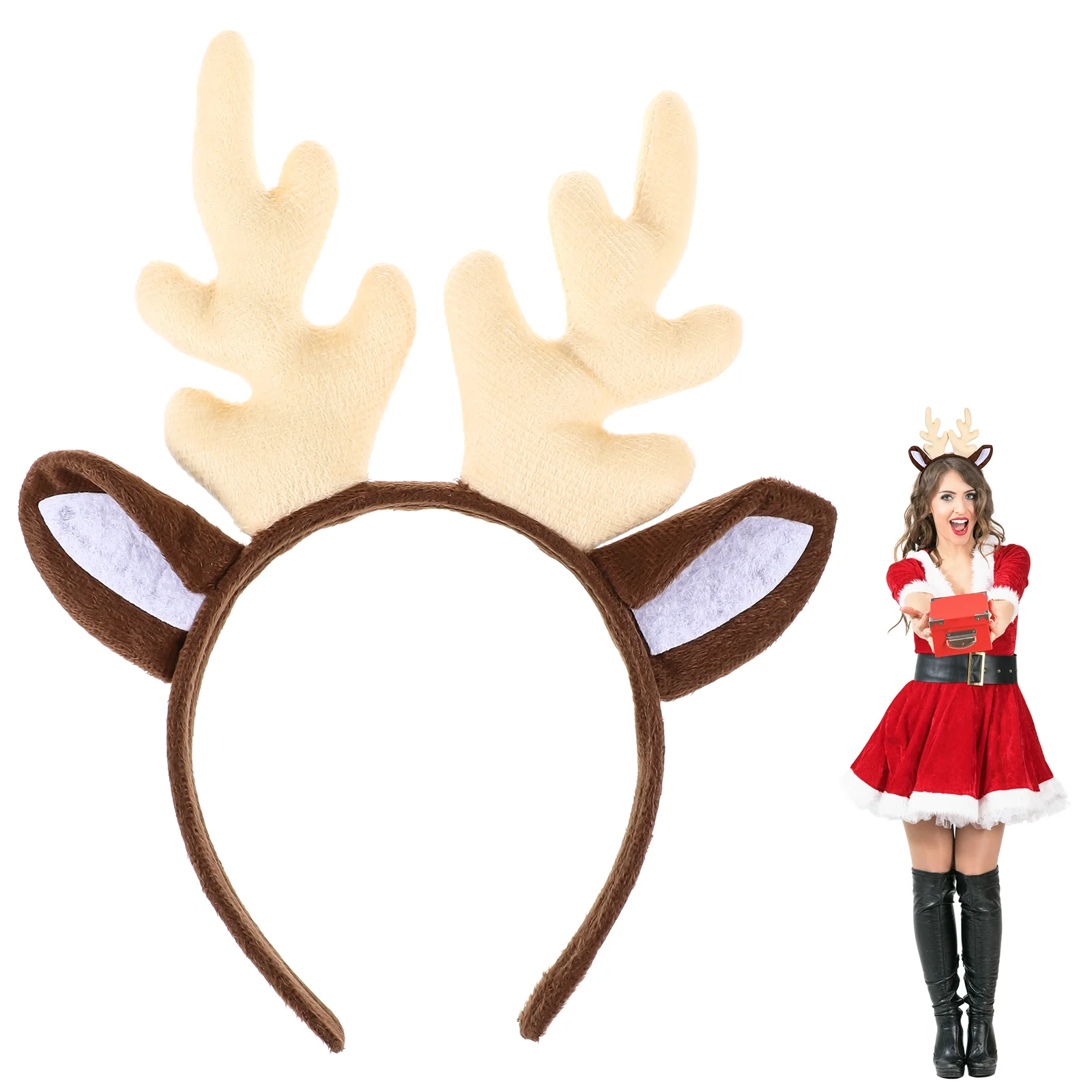 

Reindeer Antlers Headband Deer Antler Ears Funny Christmas Hairband Xmas Headwear for Xmas Holiday Costumes Party Supplies