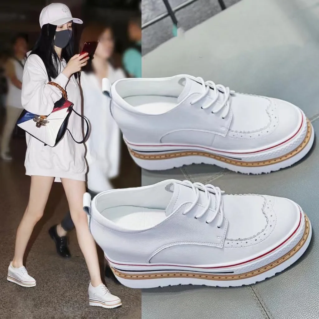 New Thick Sole Inner Heightening Women's Shoes with a Height of 9cm Genuine Leather High Heels and Small White Shoes in Fashion
New Thick Sole Inner Heightening Women's Shoes with a Height of 9cm Genuine Leather High Heels and Small White Shoes in Fashion