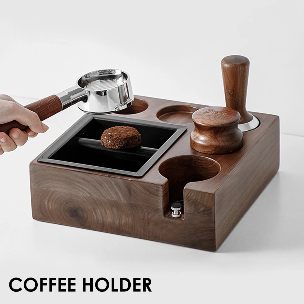 

51/54/58mm Coffee Tamper Station Stand Coffee Knock Box Wooden Support Base Protafilter Holder Distributor Mat Accessories