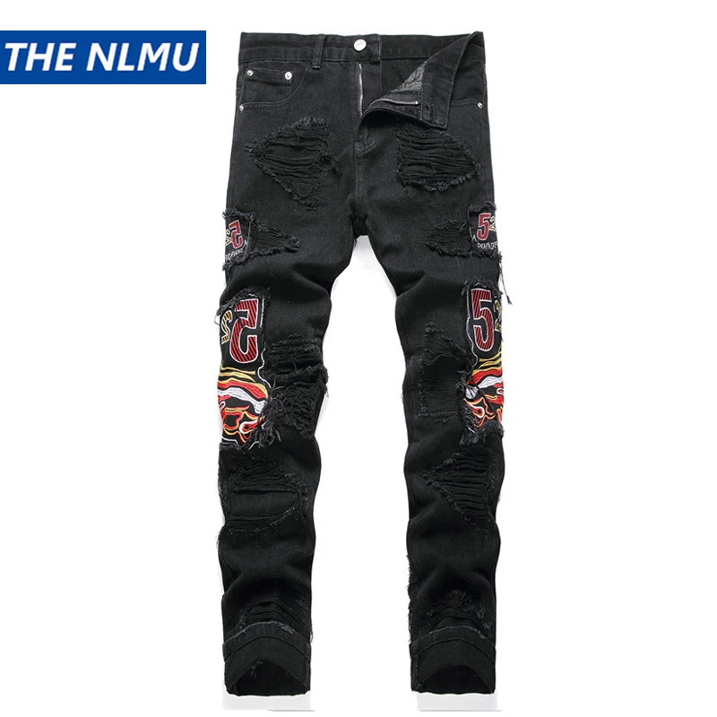 Men's Skinny Ripped Holes Jeans 2023 New Line Embroidery Slim Denim Pants Streetwear Hip Hop Harajuku Jeans Trousers Black
Men's Skinny Ripped Holes Jeans 2023 New Line Embroidery Slim Denim Pants Streetwear Hip Hop Harajuku Jeans Trousers Black