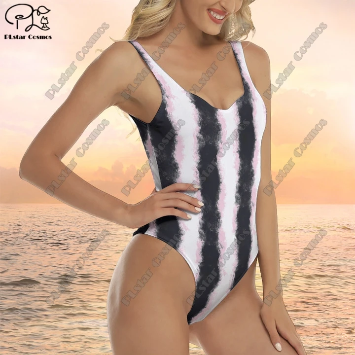 

3D printing black and white stripes contrast color world map snakeskin pattern summer women's one-piece swimsuit new arrival