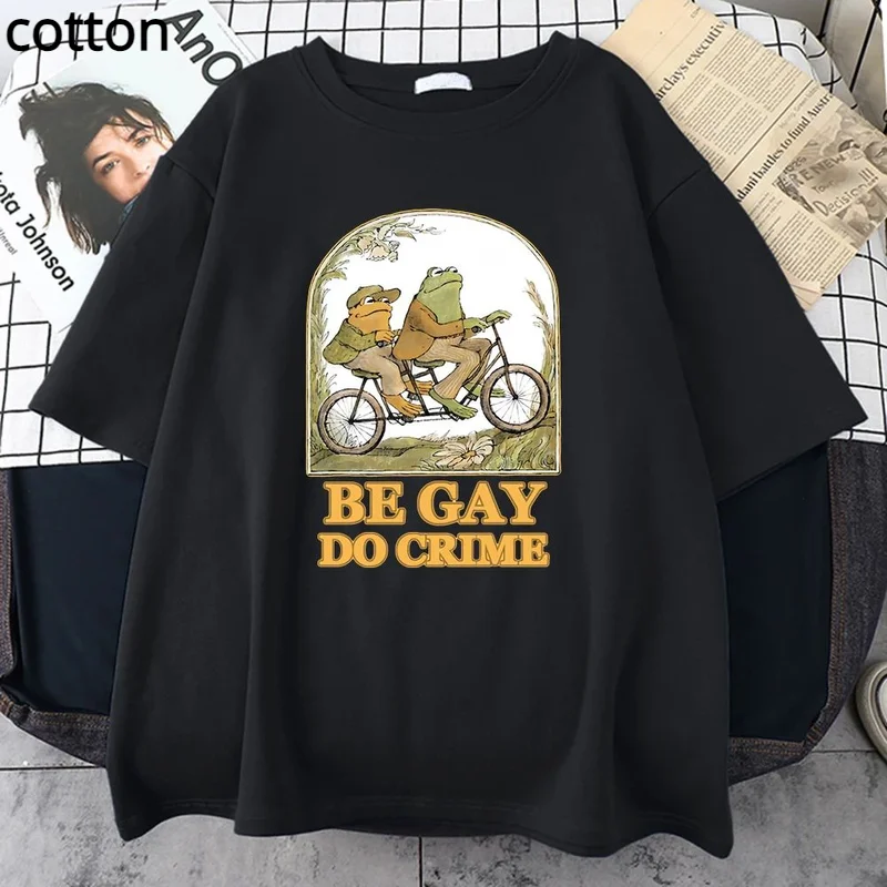 

Be Gay Do Crime Printed Men Cotton T Shirts Casual All-math Short Sleeve Vintage Creativity Crewneck Tops Mans Tee Clothing