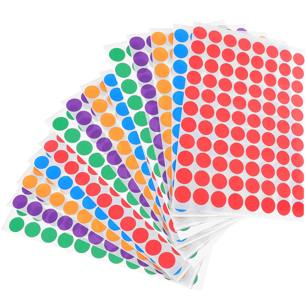 

20 Sheets Colored Self-adhesive Paper Dot Stickers Dots Round Label Circle for Selling The Labels