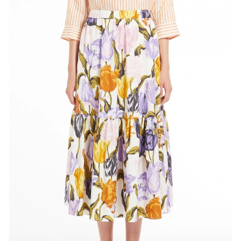 Lilac Print Ruffle Elegant Midi Skirt Women's Summer New Commuter Versatile Elastic Waist Long Skirt with Pockets
Lilac Print Ruffle Elegant Midi Skirt Women's Summer New Commuter Versatile Elastic Waist Long Skirt with Pockets