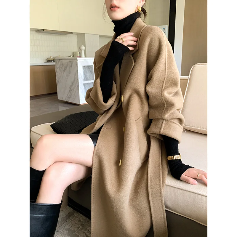 

Double-sided cashmere coat for women's high-end feel 2023 autumn/winter new loose fitting pure wool coat fur coat