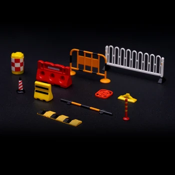 Xcartoys 1/64 Model Car Diorama Mini Repair Shop Tool Twin post Lift Traffic Barricades Road Signs Display Scene Toys Set