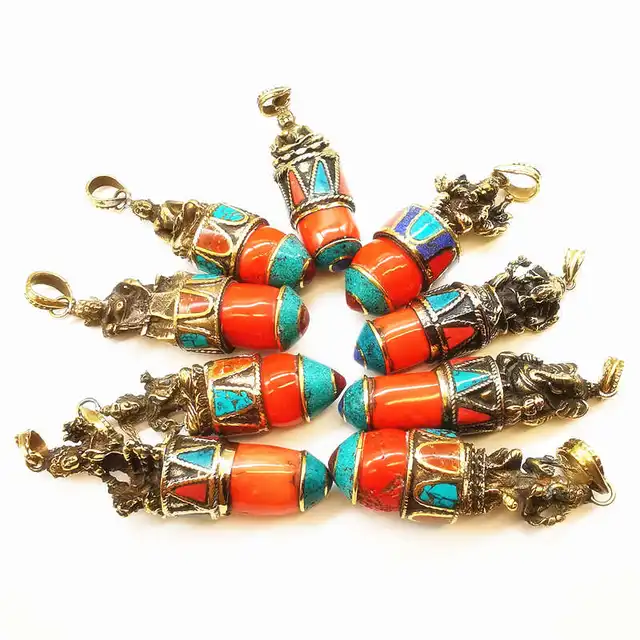 Amulette bouddhiste Dieux de poche Bouddha Tara, Pendentif de lieux en bambou à fond, Pmot Reconbrass, Artisanat, TBP653 2