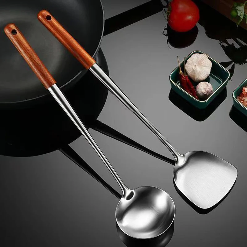 

Kitchen Utensils Wok Spatula Iron And Ladle Tool Set Spatula For Stainless Steel Cooking Equpment Kitchen Accessories Essentials