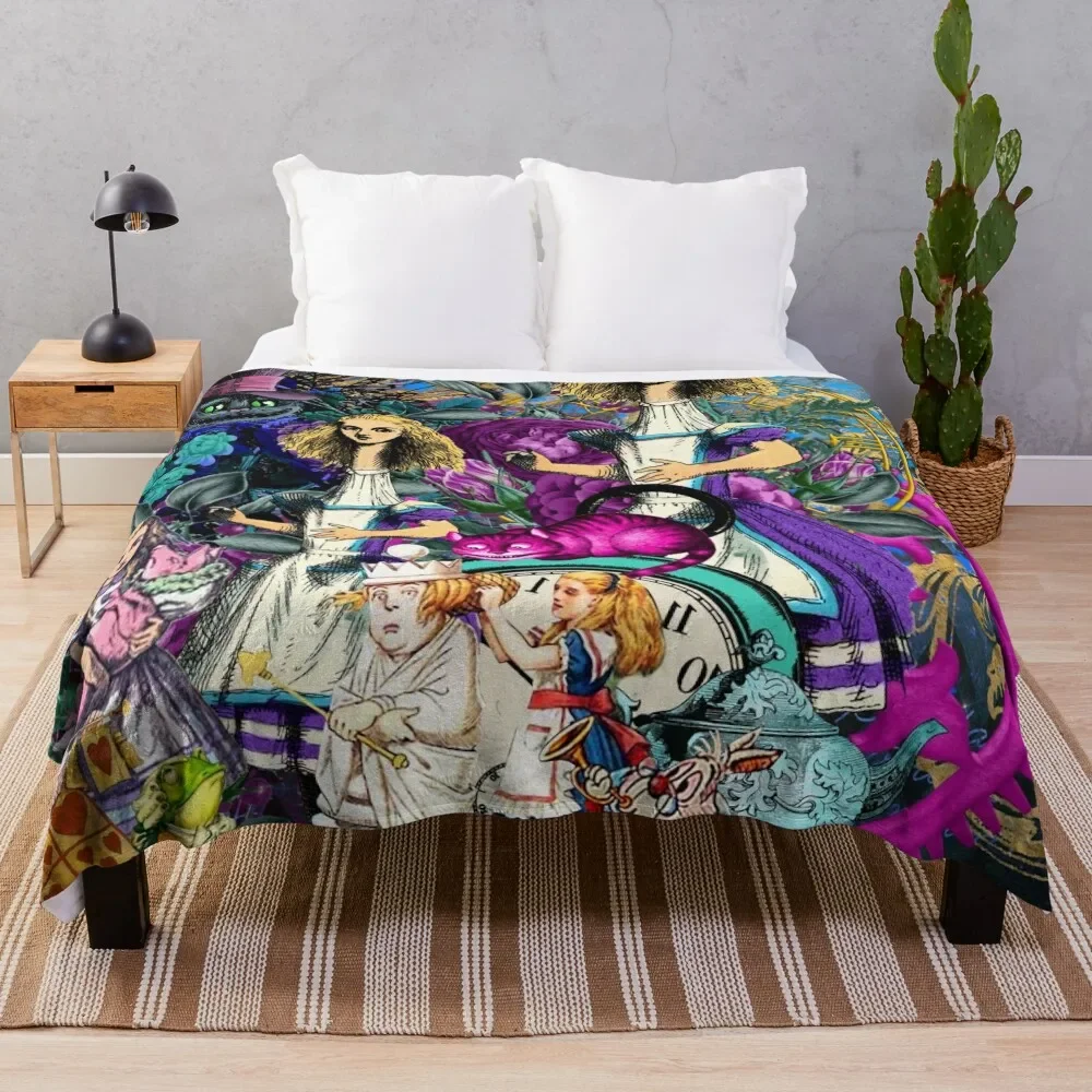 

alice wonderland, alice in vintage wonderland Throw Blanket Soft Plush Plaid Bed Fluffy Shaggy for sofa Blankets