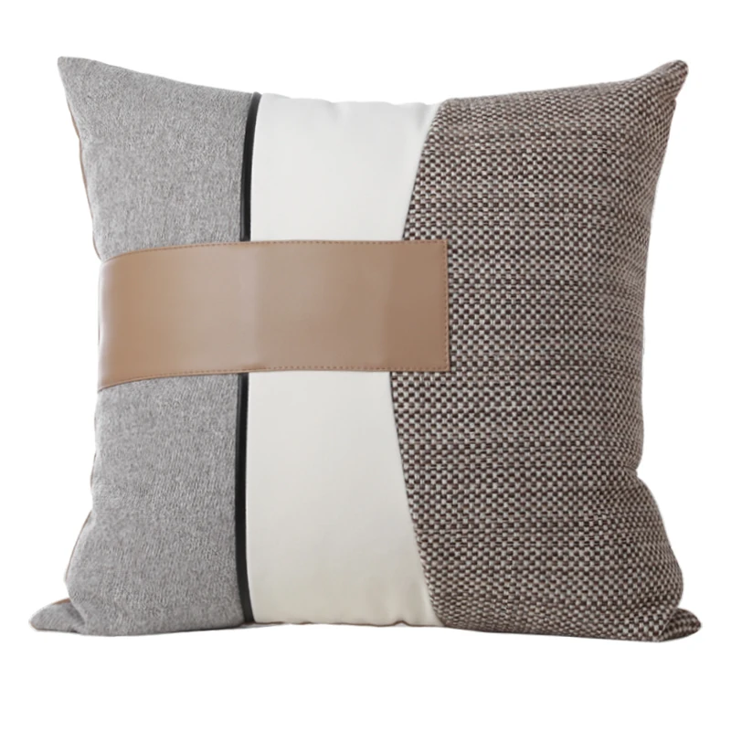 Ivory Brown Cushion Cover Decorative Case Retro American Style Geometric PU Patchwork Simple Living Room Sofa Deco
Ivory Brown Cushion Cover Decorative Case Retro American Style Geometric PU Patchwork Simple Living Room Sofa Deco