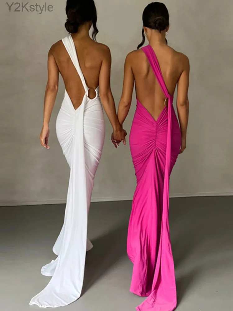 Mozision Oblique Shoulder Backless Maxi Dress For Women Gown Summer Back Strap Sleeveless Ruched Party Sexy Long Dress Vestidos
Mozision Oblique Shoulder Backless Maxi Dress For Women Gown Summer Back Strap Sleeveless Ruched Party Sexy Long Dress Vestidos