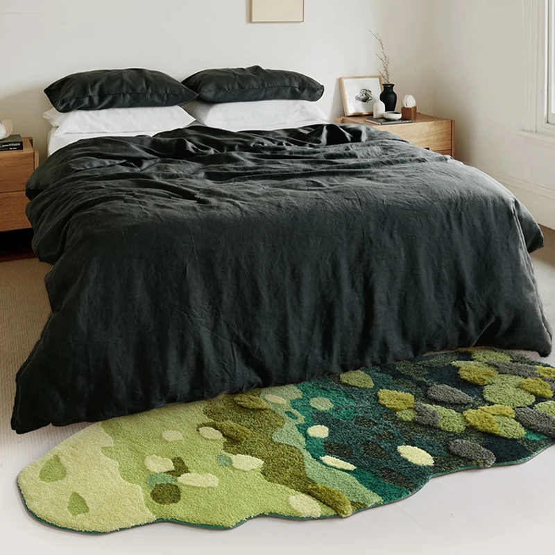 

Nordic Tufting Moss Bedroom Rug Soft Long Plants Kids Room Bedside Carpet Area Floor Pad Mat Doormat Aesthetic Home Spring Decor