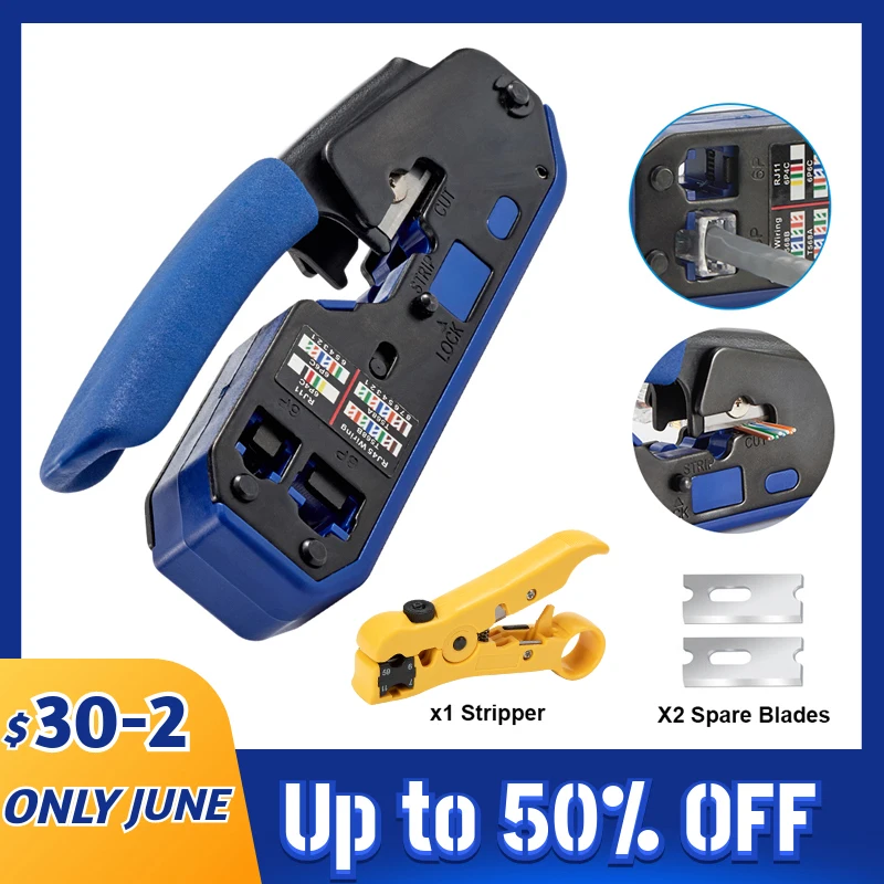 

RJ45 Crimper Network Tools Pliers Cat5 Cat6 8P RG RJ45 Ethernet Cable Stripper Pressing Wire Clamp Tongs Clip RG45 Crimping Tool