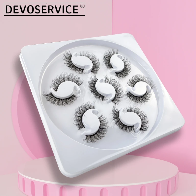 

New 6/7 Pairs D Curl Russian Strip Lashes Fluffy Long Volume False Eyelashes Cosplay Dramatic Messy Faux Mink Lashes Make Up