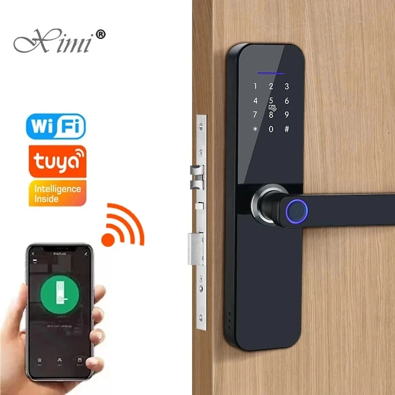 Умный дверной замок электронный с Wi-Fi и приложением Tuya, безопасный биометрический замок со сканером отпечатка пальца и паролем, RFID-карта
Умный дверной замок электронный с Wi-Fi и приложением Tuya, безопасный биометрический замок со сканером отпечатка пальца и паролем, RFID-карта
