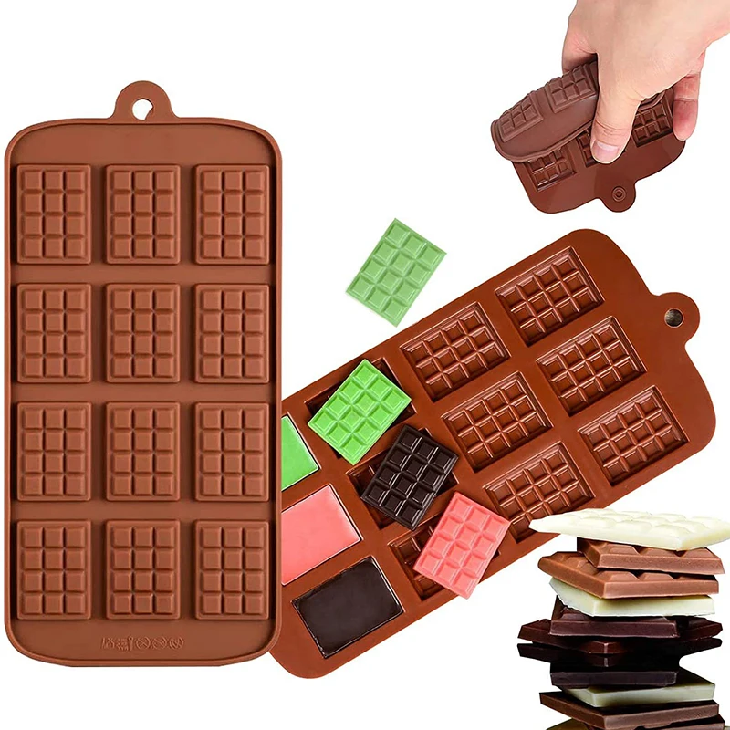 

Silicone Mold 12 Waffle Biscuit Chocolate Mold Fudge Pastry Candy Bar Mould Cake Mode Decoration Kitchen Baking Accessories