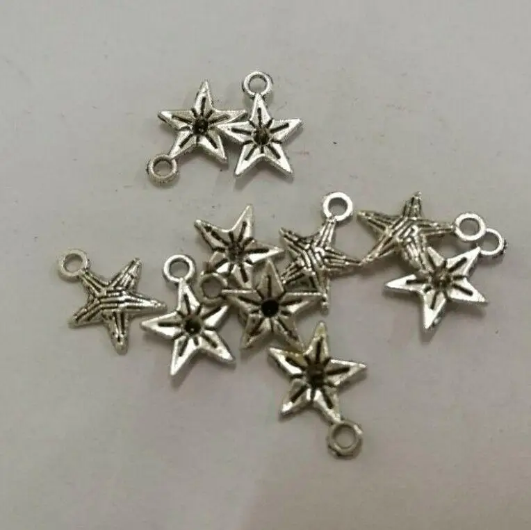 

60pcs 8mm,hole:1mm Tibetan silver color little star design charms h0025