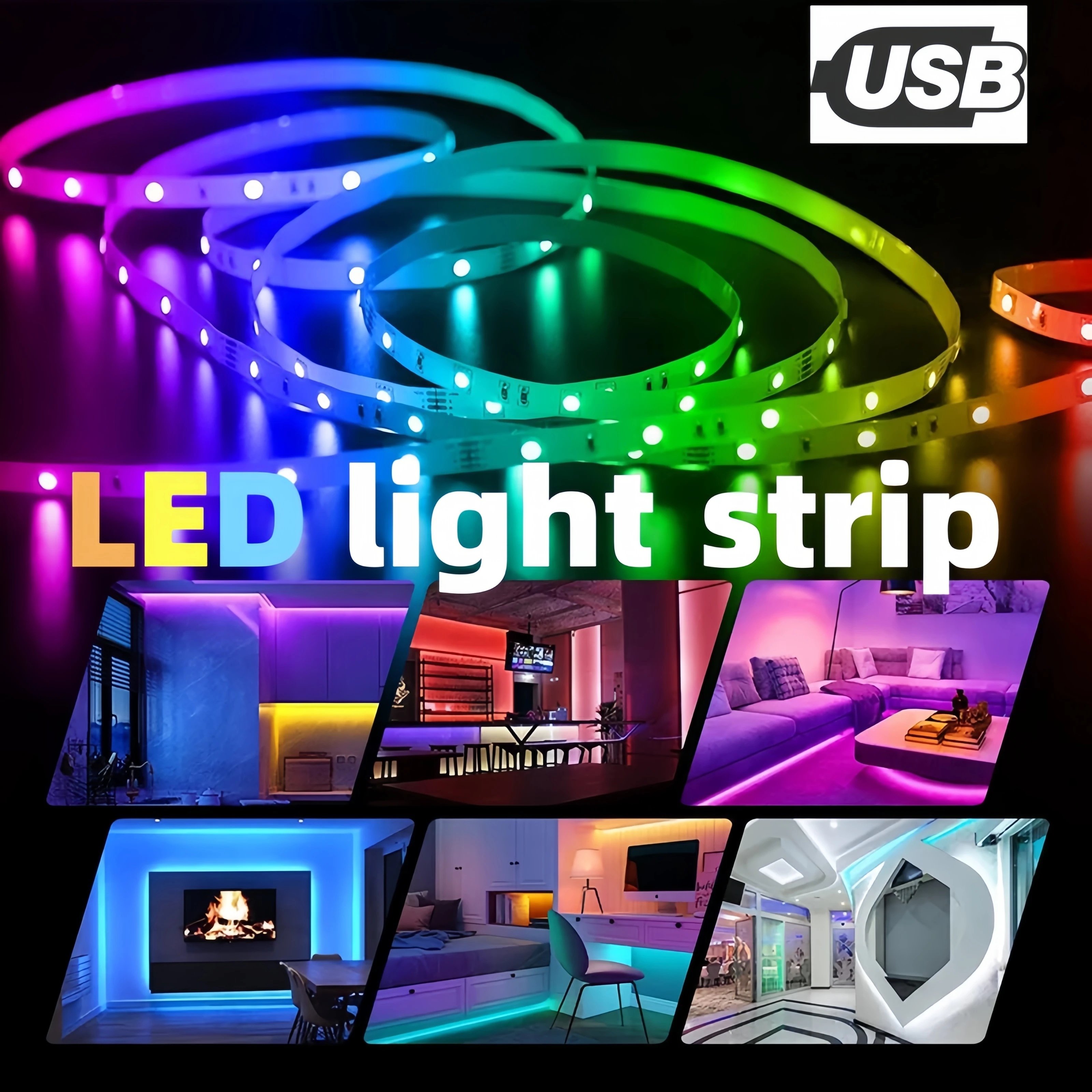

LED 5050 RGB Color USB Tpae Bluetooth 7w/m Bedroom Decoration 5050 1-20m TV LED Backlight For Party TV kitchen Car bathroom
