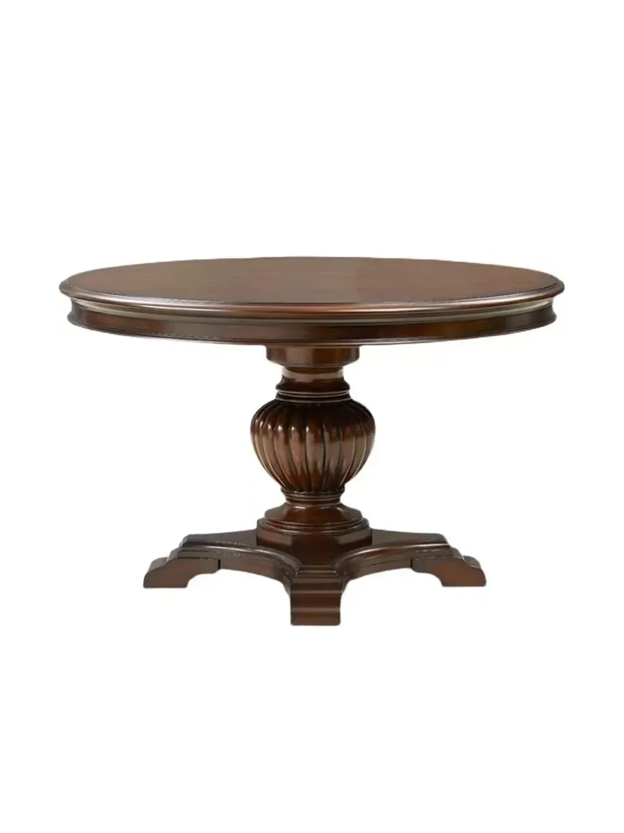 

Американский круглый обеденный стол из массива дерева, французский Роскошный Ретро обеденный стол, круглый обеденный стол, комбинированная вилла, Высококачественная мебель