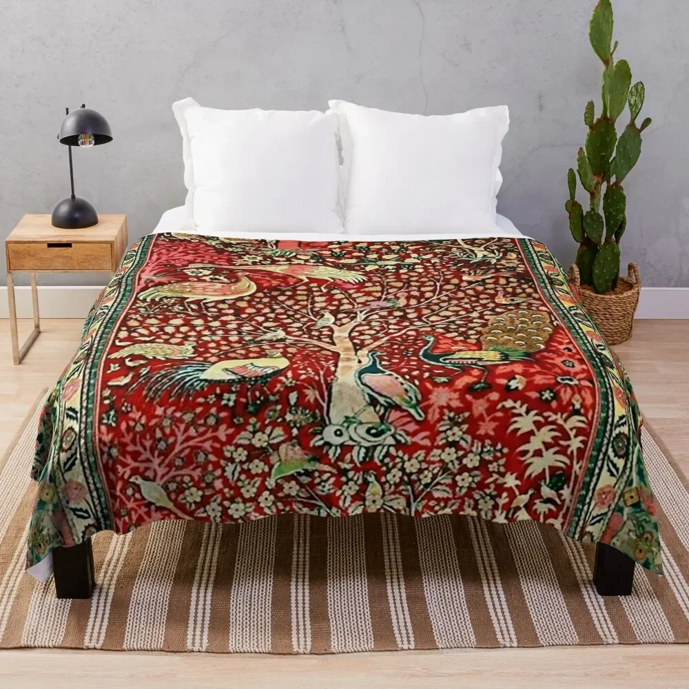 

Antique Persian Rug Bird Tree Flowers ca. 1600 Print Throw Blanket Bed linens wednesday Blankets