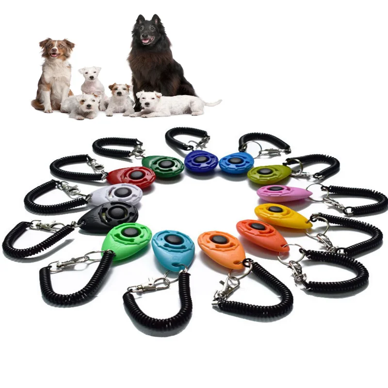 

Pet Dog Training Clicker Plastic New Cat Dogs Click Trainer Aid Tools Adjustable Wrist Strap Sound Key Chain Dog Supplies