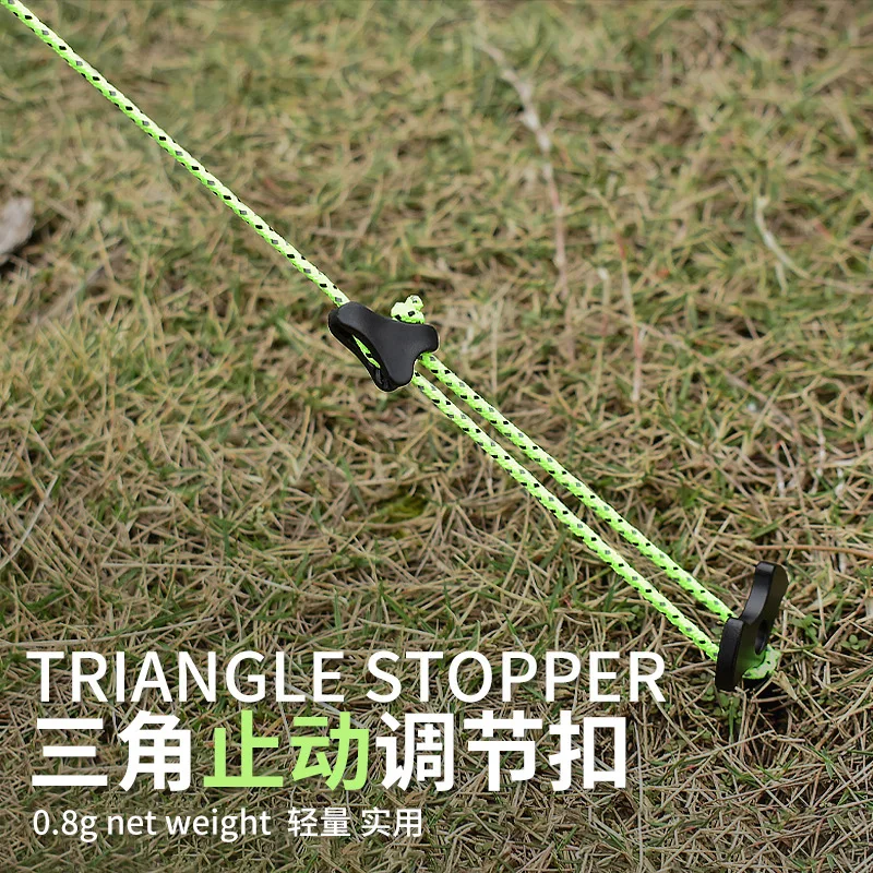 

10Pcs Tent Awning Rope Fastener Adjuster Non-Slip Wind Rope Buckles Triple-Cornered Cord Tightener Camping Tent Stopper