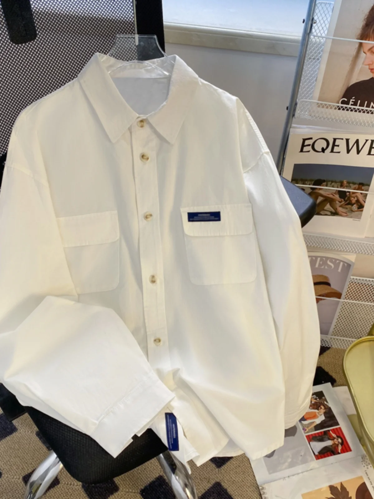 Рубашка Асимметричная однотонная с отложным воротником и длинным рукавом, A66
Рубашка Асимметричная однотонная с отложным воротником и длинным рукавом, A66