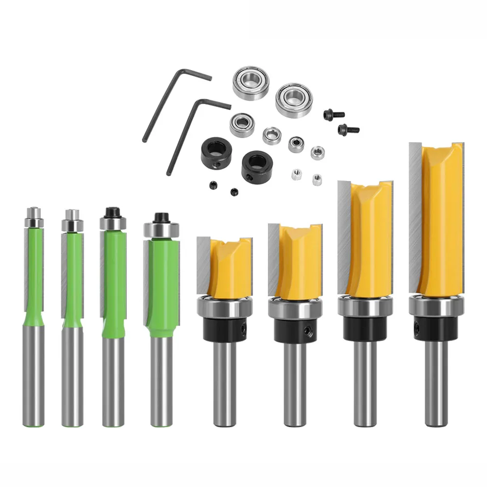 

16pcs Router Bit Milling Cutter With Bearing Tungsten Carbide 8mm Shank YG6X Tip For Furniture Drawer Making Woodworking Tool