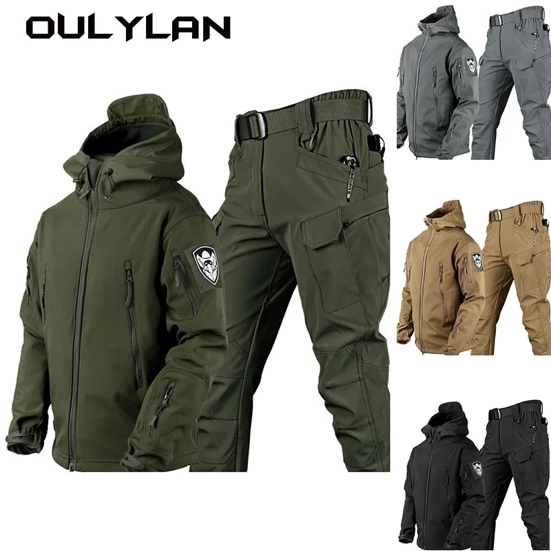 Shark Skin Warmth Jackets Pants Set Men Tactical Military Camo Outdoor Jacket Trousers Autumn Winter Thicken Soft Shell Clothes
Shark Skin Warmth Jackets Pants Set Men Tactical Military Camo Outdoor Jacket Trousers Autumn Winter Thicken Soft Shell Clothes