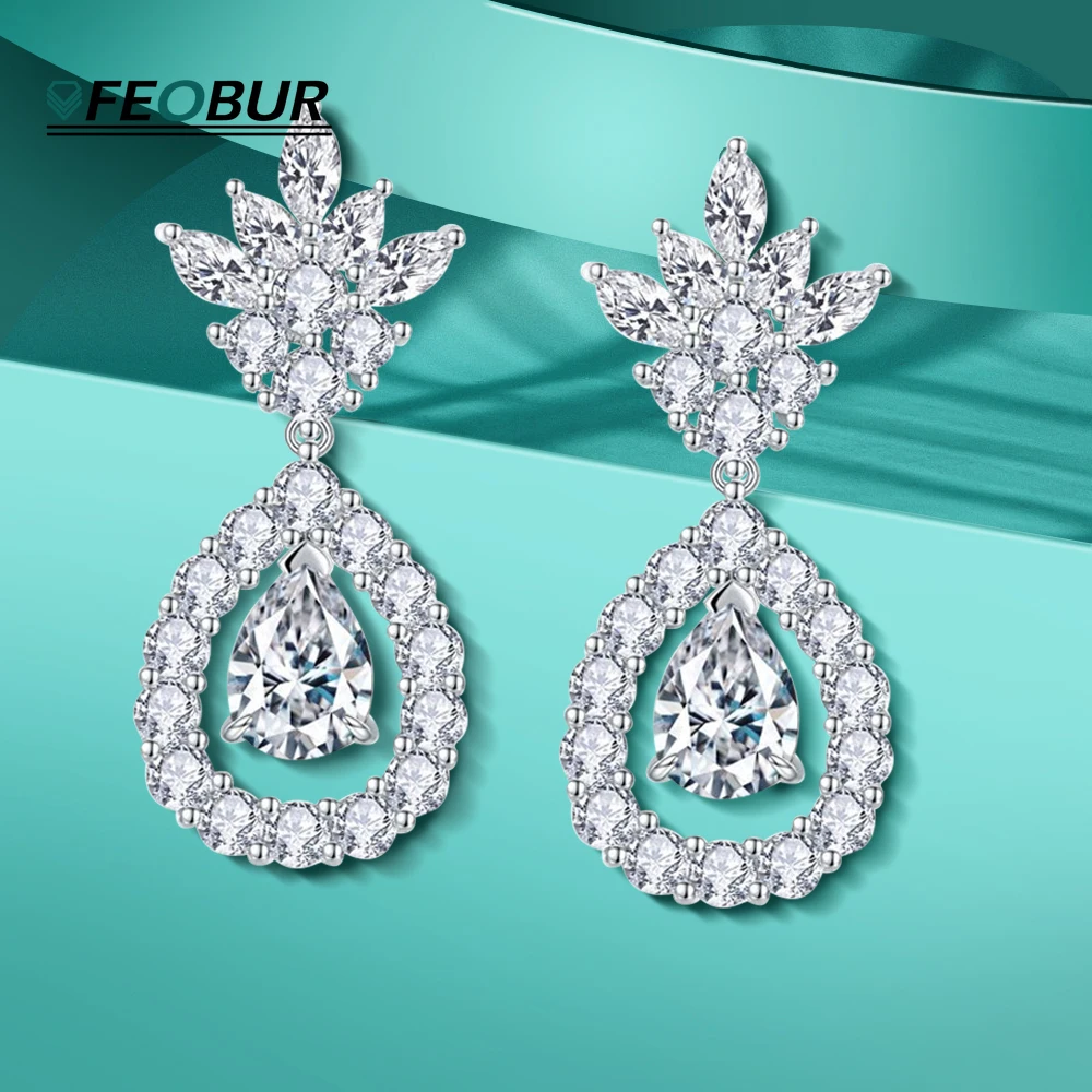 Pear Cut Full Moissanite Drop Earrings for Women Pineapple Design S925 Sterling Silver Plated 18K Gold Wedding Earring Jewelry
Pear Cut Full Moissanite Drop Earrings for Women Pineapple Design S925 Sterling Silver Plated 18K Gold Wedding Earring Jewelry